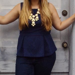 BANANA REPUBLIC Navy Peplum Top